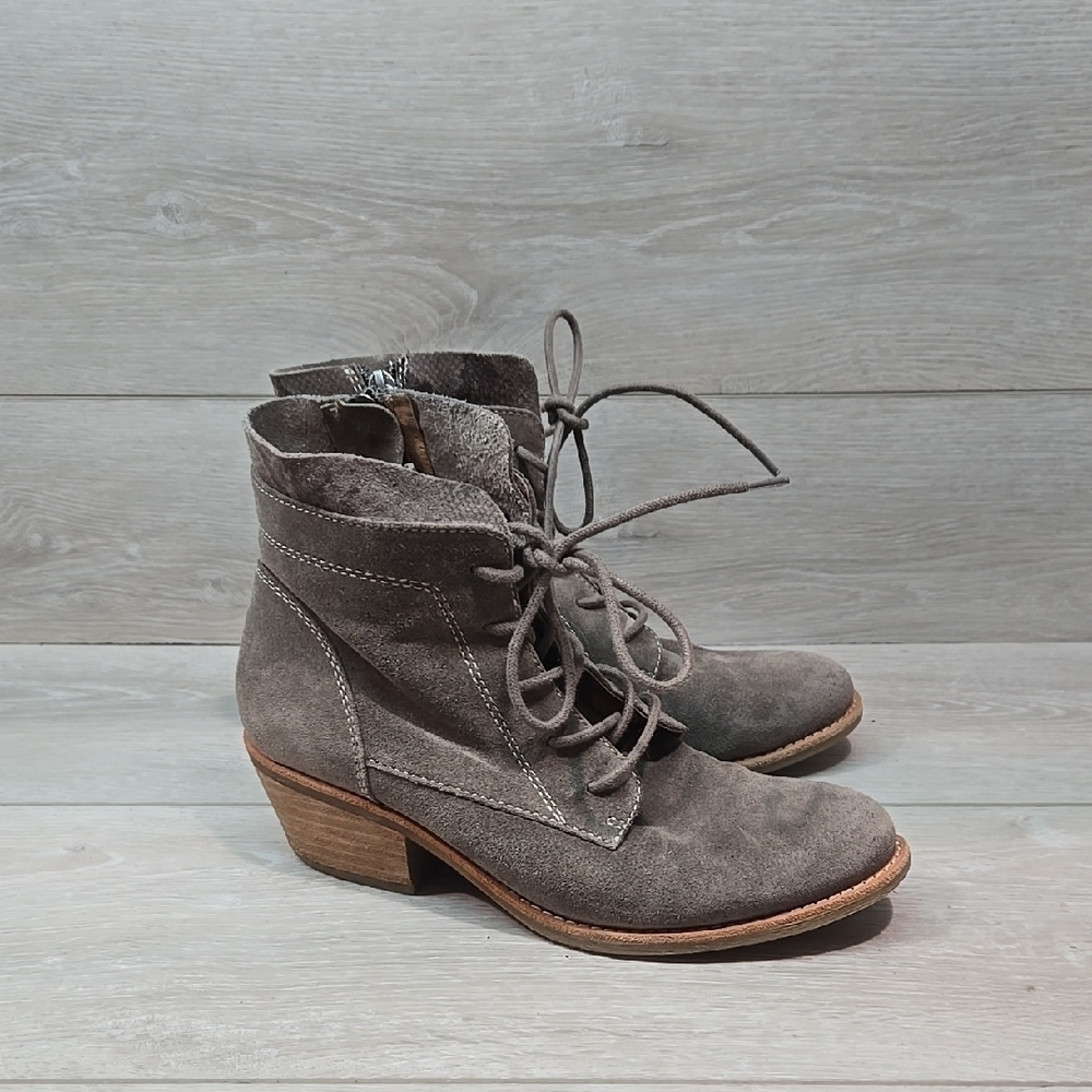 Sofft Women Aqua Leather Gray Suede&Brown Ankle Boots Shoes Sz 7M
